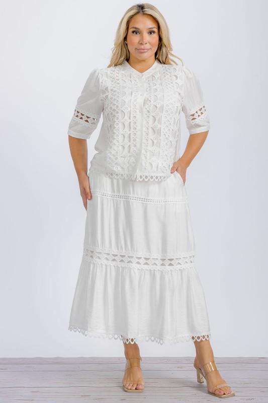 Conjunto falda larga beige
